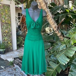 Pure silk drop waist bowfront tea dress